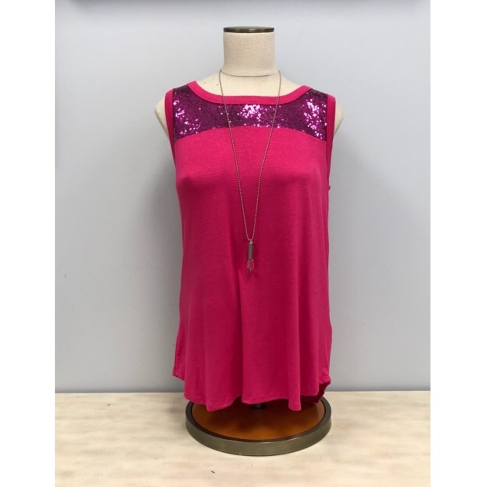 Fuchsia sequin tank top